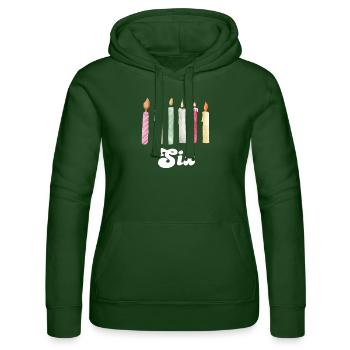 6th Anniversary Candle - Women’s Hooded Sweater by Russell - bottle green - Front - Liana (172cm)