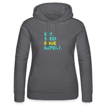 Eat. Sleep. Rave. Repeat. - Frauen Kapuzen Sweater von Russell - Schwarz - Vorne - Marisol (170cm)