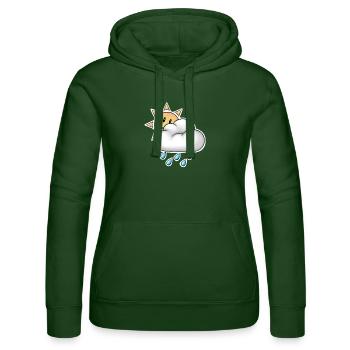 Cheerful Sun with Cloud Rain - Women’s Hooded Sweater by Russell - bottle green - Front - Liana (172cm)