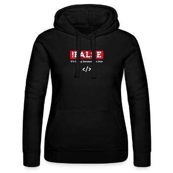 Debug Scripting Statement Developer Code Nerd - Women’s Hooded Sweater by Russell - black - Front - Marisol (170cm)