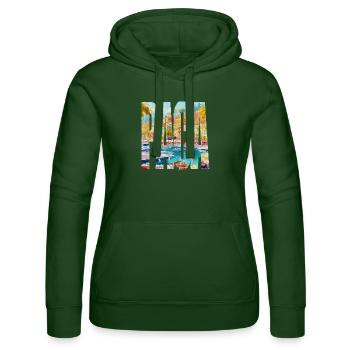 PACA - Women’s Hooded Sweater by Russell - bottle green - Front - Liana (172cm)