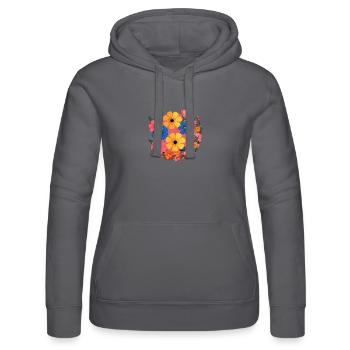 Blumen im Retro-Pop - Frauen Kapuzen Sweater von Russell - Schwarz - Vorne - Marisol (170cm)