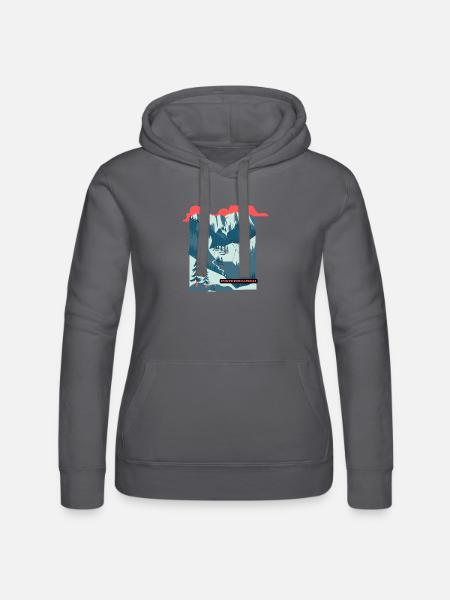 Illustration du paysage de la montagne Piste Rush - Sweat à capuche Russell Femme - noir