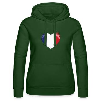 DRAPEAU DE LA FRANCE DRAPEAU COEUR FRANCE - Sweat à capuche Russell Femme - vert bouteille - Devant - Liana (172cm)