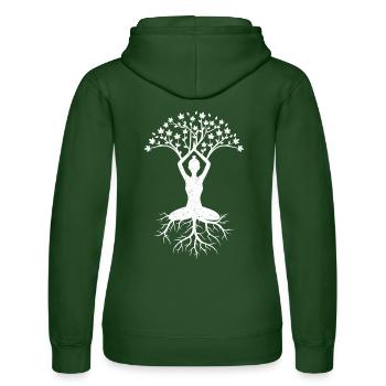 Yoga Tree - Women’s Hooded Sweater by Russell - bottle green - Back - Liana (172cm)