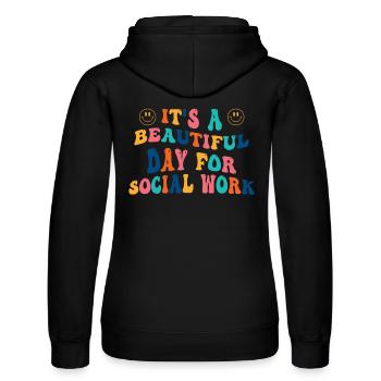 Sozialarbeit Soziale Arbeit Spruch - Frauen Kapuzen Sweater von Russell - Schwarz - Hinten - Marisol (170cm)