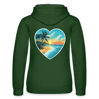 Beach Love - Women’s Hooded Sweater by Russell - bottle green - Back - Liana (172cm)