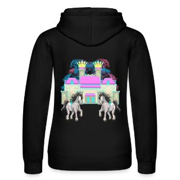 Schloss Märchen Ritter Pferd König Mittelalter - Frauen Kapuzen Sweater von Russell - Schwarz - Hinten - Marisol (170cm)