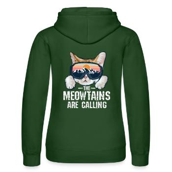 The meowtains are calling - Frauen Kapuzen Sweater von Russell - Flaschengrün - Hinten - Liana (172cm)
