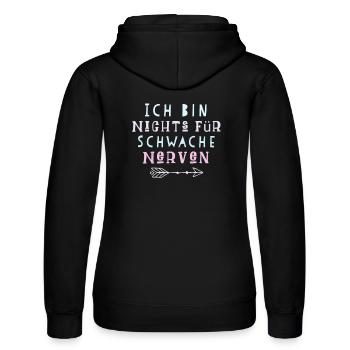 Lustiger Spruch Nerven - Frauen Kapuzen Sweater von Russell - Schwarz - Hinten - Marisol (170cm)