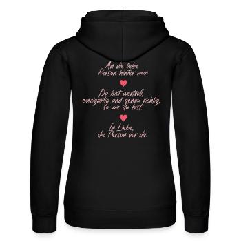 Positive Massage – An die Person hinter mir - Frauen Kapuzen Sweater von Russell - Schwarz - Hinten - Marisol (170cm)