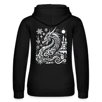 Ice dragon in the snow glow - Women’s Hooded Sweater by Russell - black - Back - Marisol (170cm)