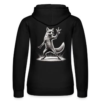 Rock Fox – Cool and Wild - Women’s Hooded Sweater by Russell - black - Back - Marisol (170cm)