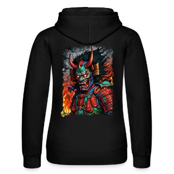 Devil Oni Maske - Frauen Kapuzen Sweater von Russell - Schwarz - Hinten - Marisol (170cm)