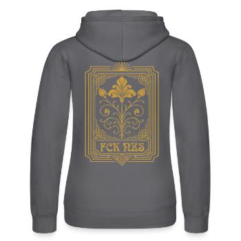 Subtiles Antifaschistisches FCK NZS Frauen - Frauen Kapuzen Sweater von Russell - Schwarz - Hinten - Marisol (170cm)