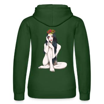 Blumenkind Fantasy sexy Girl nackte Frau Elfe - Frauen Kapuzen Sweater von Russell - Flaschengrün - Hinten - Liana (172cm)