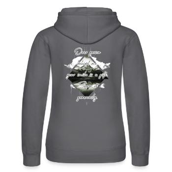 Spruch für die Person Hinter Dir Lächeln Teilen - Frauen Kapuzen Sweater von Russell - Schwarz - Hinten - Marisol (170cm)