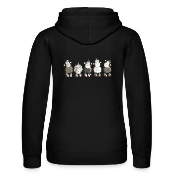 Funny Sheep - Schaf - Schafe - Frauen Kapuzen Sweater von Russell - Schwarz - Hinten - Marisol (170cm)