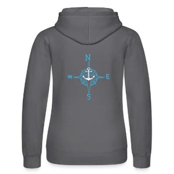 Rose des vents Boussole maritime Ancre des marins Ahoy - Sweat à capuche Russell Femme - noir - Dos - Marisol (170cm)
