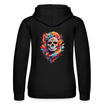 MYSTIC-SHIRT: Day Of The Dead - Women’s Hooded Sweater by Russell - black - Back - Marisol (170cm)