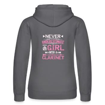 clarinet - Women’s Hooded Sweater by Russell - black - Back - Marisol (170cm)