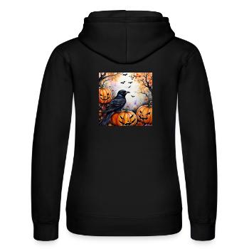 Krähe sitzt auf Kürbis - Frauen Kapuzen Sweater von Russell - Schwarz - Hinten - Marisol (170cm)