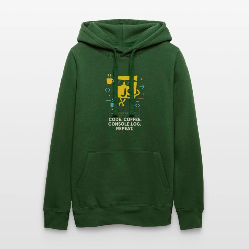 Code Coffee Console.log Repeat JavaScript Programm Frauen Kapuzen Sweater von Russell