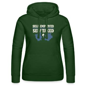 Selbstständiger Freiberufler Steuerhumor 1099 Life - Frauen Kapuzen Sweater von Russell - Flaschengrün - Vorne - Liana (172cm)