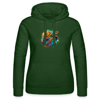 Turtle - Women’s Hooded Sweater by Russell - bottle green - Front - Liana (172cm)
