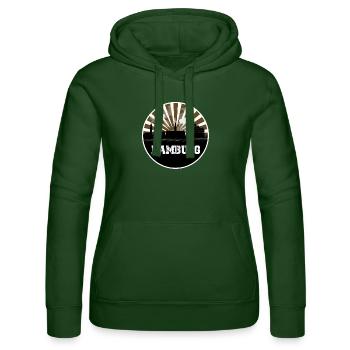 Hamburg Skyline Home Game - Women’s Hooded Sweater by Russell - bottle green - Front - Liana (172cm)