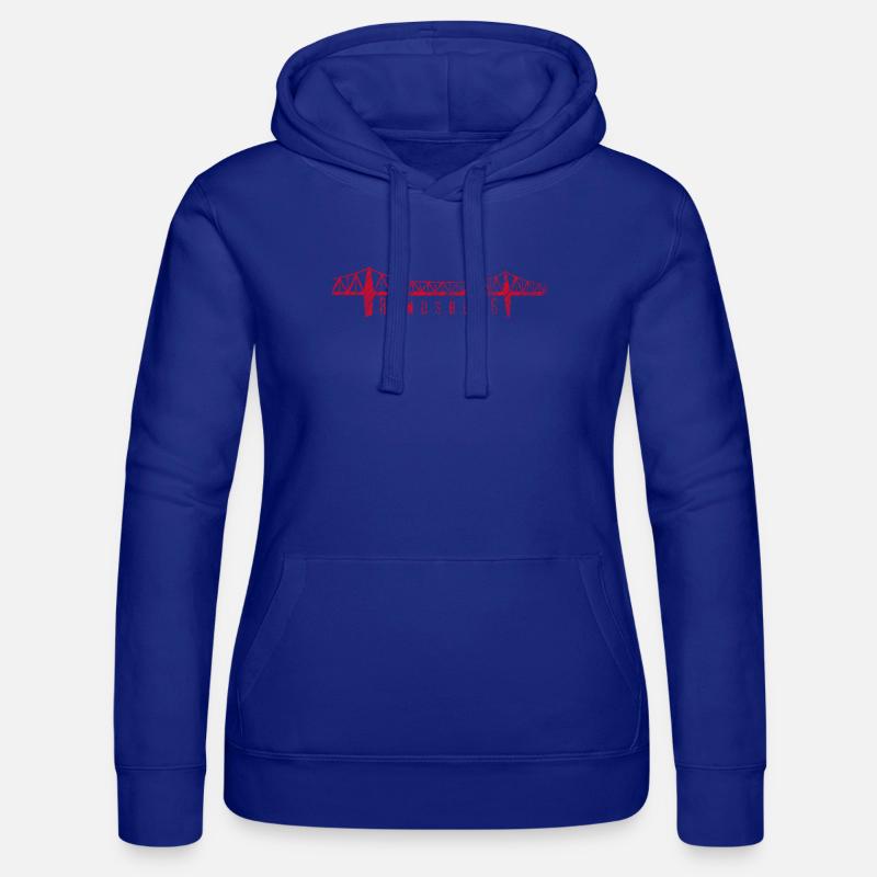 Rendsburg High Bridge – Typography Scribble Design - Women’s Hooded Sweater by Russell - royal blue