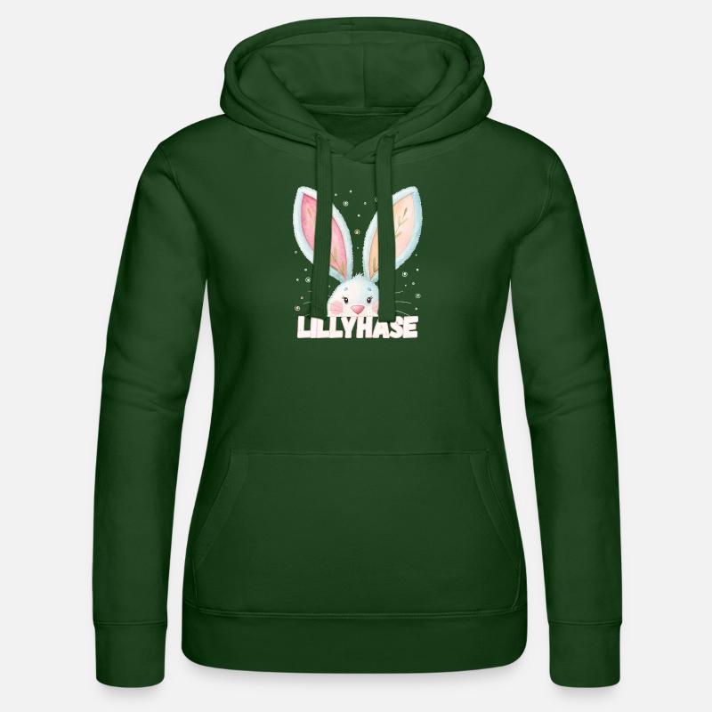 Nom Lilly Bunny Lilly Bunny Nom de l’animal - Sweat à capuche Russell Femme - vert bouteille
