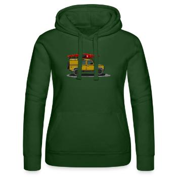 Geländewagen Ikone im coolen Design - Frauen Kapuzen Sweater von Russell - Flaschengrün - Vorne - Liana (172cm)