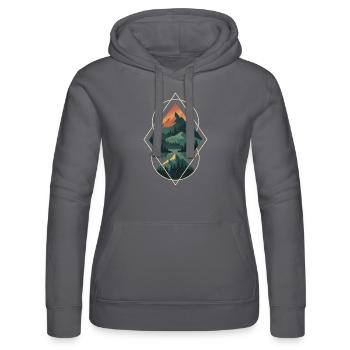 Geometrische Alpen Berge - Heilige Berggeometrie - Frauen Kapuzen Sweater von Russell - Grau - Vorne - Marisol (170cm)