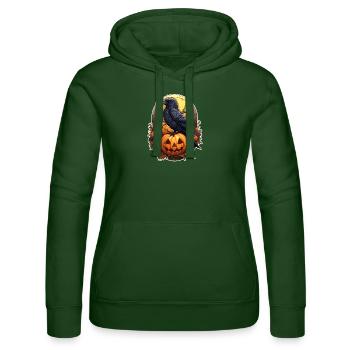 Halloween Rabe auf Kürbis - Frauen Kapuzen Sweater von Russell - Flaschengrün - Vorne - Liana (172cm)