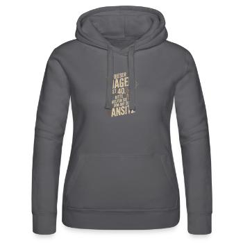 Dieser Jäger ist 40 - Frauen Kapuzen Sweater von Russell - Grau - Vorne - Marisol (170cm)