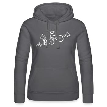 Mountainbiker on Tour - Frauen Kapuzen Sweater von Russell - Grau - Vorne - Marisol (170cm)