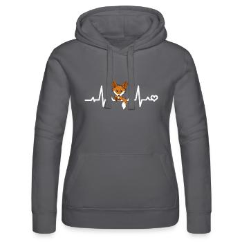 Fuchs EKG Herzschlag Liebe Herz Tiere Rotfuchs - Frauen Kapuzen Sweater von Russell - Grau - Vorne - Marisol (170cm)