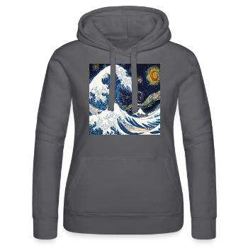 Kanagawa Waves, Japanese, Great Wave, Nature Lover - Women’s Hooded Sweater by Russell - grey - Front - Marisol (170cm)