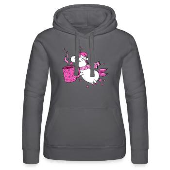 Glühweinhorn Einhorn Glühwein Weihnachten Lustig - Frauen Kapuzen Sweater von Russell - Grau - Vorne - Marisol (170cm)