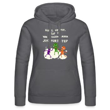 House, Hip-Hop, Rap ?? Oder besser Joghurtstep? - Frauen Kapuzen Sweater von Russell - Grau - Vorne - Marisol (170cm)