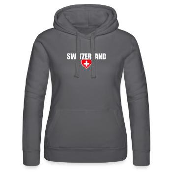 Schweiz Vintage Schweizer Flagge - Frauen Kapuzen Sweater von Russell - Grau - Vorne - Marisol (170cm)