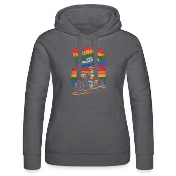 Teddybär fährt Motorrad LGBTQ Regenbogen Fahne - Frauen Kapuzen Sweater von Russell - Grau - Vorne - Marisol (170cm)