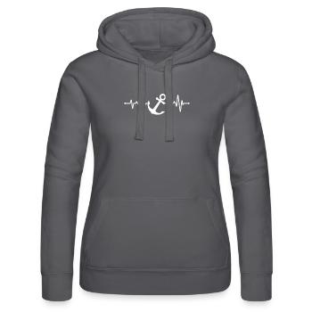 Maritim Herzschlag - Frauen Kapuzen Sweater von Russell - Grau - Vorne - Marisol (170cm)