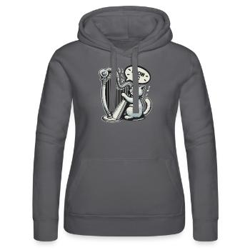 Jeu de mots sur le chat de la harpe - Sweat à capuche Russell Femme - gris - Devant - Marisol (170cm)
