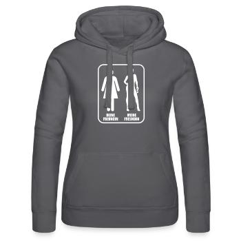 Deine Freundin - meine Freundin, Vergleich - Frauen Kapuzen Sweater von Russell - Grau - Vorne - Marisol (170cm)