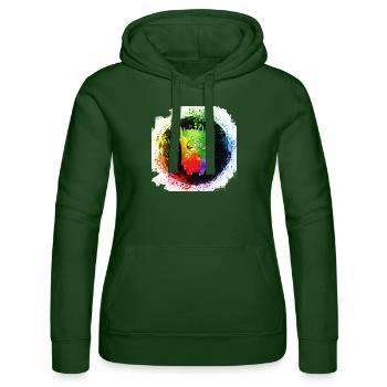 Lustiges Monster Hipster Buntes Leben Geschenkidee - Frauen Kapuzen Sweater von Russell - Flaschengrün - Vorne - Liana (172cm)