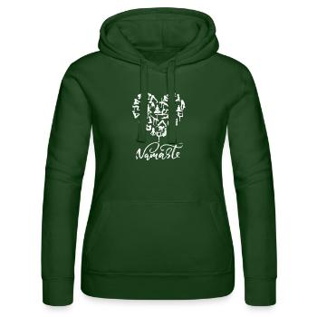 NAMASTE Yoga Coeur (3) - Sweat à capuche Russell Femme - vert bouteille - Devant - Liana (172cm)