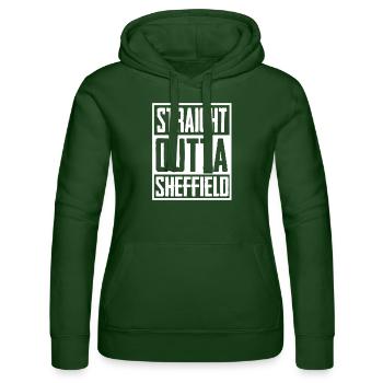 Geradeaus Sheffield - Frauen Kapuzen Sweater von Russell - Flaschengrün - Vorne - Liana (172cm)