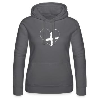 Heart Lines Ribbon Pavement Cross - Women’s Hooded Sweater by Russell - grey - Front - Marisol (170cm)
